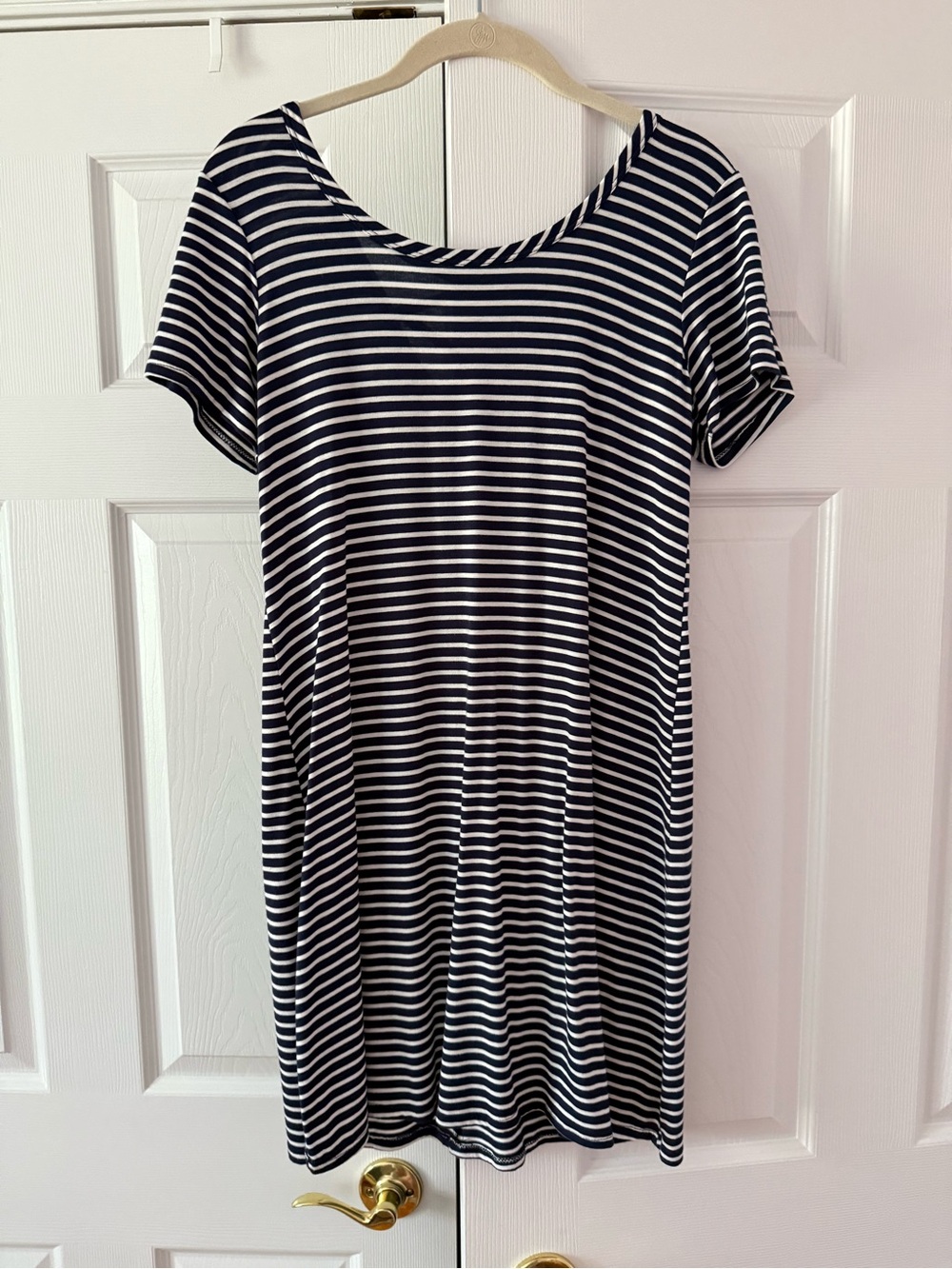 NWOT Striped Black and White Scoop Neck Midi Dress